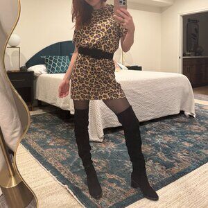 Adam Selman extra long leopard print shirt Size XS